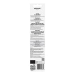 Back of Spinbrush Clear & Clean kids toothbrush retail card showing product text, barcode and regulatory icons
