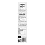 Back of Spinbrush kids toothbrush blister card with product information, instructions and barcode printed in black on white