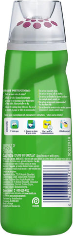 Close-up of Spray n Wash bottle rear showing clear scrub cap, partial label text, directions icons and barcode