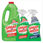 Three Spray 'n Wash bottles including one large refill jug and two spray bottles displayed together