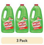 Three identical green refill jugs of Spray 'n Wash laundry stain remover with red caps, shown side by side