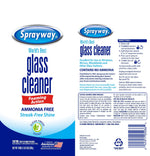 Label artwork layout showing front and back panels of Sprayway glass cleaner with branding and instructions