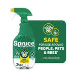 Green Spruce trigger-spray bottle labeled Weed & Grass Killer with safety icons and 24oz marking