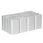 Twelve white multifold paper towel packs arranged in a compact block on a white background
