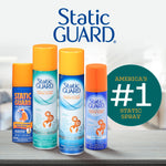 Promotional image showing multiple Static Guard spray cans and badge proclaiming America’s #1 static spray