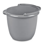 Titanium-gray Sterilite plastic spout pail with integrated handle, shown empty on white background