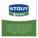 STOUT by Envision logo above green panel with company mission text on a white background