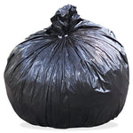 Full black trash bag tied at the top against a white background