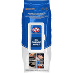 Blue and white STP Pro‑Series package of oil change wipes with moisture‑lock lid and product branding visible