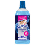 Front-facing bottle of Suavitel Complete Care fabric conditioner in blue Field Flowers packaging with a blue cap.