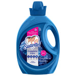 Front-facing blue Suavitel Complete Care Field Flowers fabric conditioner bottle on white background