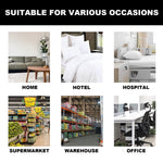 six-panel graphic titled suitable for various occasions showing home, hotel, hospital, supermarket, warehouse, and office locations