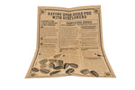Unfolded instructional sheet about sunflowers with illustrated seed graphics and columns of text on tan paper.