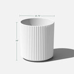 White Sunside by Veradek ripple planter shown with dimensional measurement callouts indicating width and 16-inch height