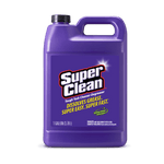 Purple one-gallon Super Clean jug with front label reading Tough Task Cleaner-Degreaser and dissolves grease claim