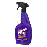 Purple Super Clean trigger spray bottle at slight angle showing front label and black nozzle