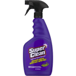 Full front view of purple Super Clean spray bottle with black trigger and visible product label