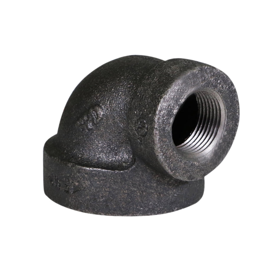 Supply Giant cast-iron 90° reducing street elbow showing threaded female opening and textured finish