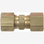Close-up of S.U.R.&R. K250 brass compression union fitting with visible threads, hexagonal nuts and central ferrule