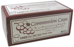 Swanson Communion Cups rectangular box with grape graphic and '1000 full size clear plastic cups' text
