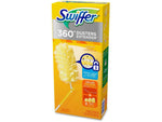 Angled product shot of Swiffer 360° Dusters Extender retail box showing packaging artwork and product image