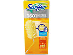 Straight-on photo of Swiffer 360° Dusters Extender box with clear logo, product image, and orange packaging