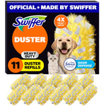 Boxed Swiffer Duster heavy duty refill package with dog and cat image and several yellow duster heads