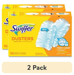 Two yellow Swiffer Dusters boxes with blue refills pictured and a 2 Pack label beneath