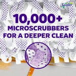 Close-up macro image of textured mopping fibers with bold text reading '10,000+ microscrubbers for a deeper clean'