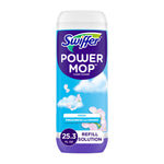 Single Swiffer Power Mop refill solution bottle with blue sky and floral label, labeled 'Fresh' and 25.3 fl oz.