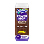 Single Swiffer Power Mop Wood solution refill bottle, lemon scent, front label showing 25.3 fl oz and branding
