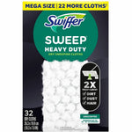 Front packaging of Swiffer Sweep Heavy Duty dry sweeping cloths showing textured white cloth and product branding