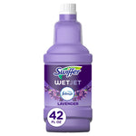 Purple Swiffer WetJet refill bottle labeled Lavender with Swiffer and Febreze logos on white background