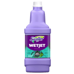 Centered purple Swiffer WetJet refill bottle showing front label with Unstopables branding
