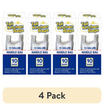 Four boxed Tall Kitchen Bags packages showing 13 gallon handle bag artwork and a '4 Pack' banner