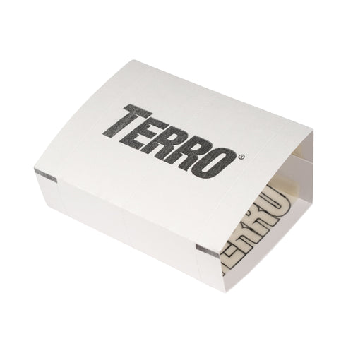 Folded white Terro-branded glue trap housing shown at an angle on white background
