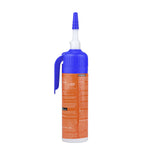 Rear view of TERRO Roach Bait Gel applicator bottle showing instructions and blue cap on white background
