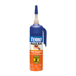 TERRO Roach Bait Gel plastic applicator bottle with blue cap and orange label on white background