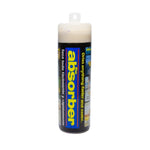 Cylindrical retail tube of The Absorber drying towel with black label and hang tab