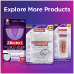 Promotional panel showing multiple The Doctor’s products including BrushPicks and NightGuard on a purple gradient background