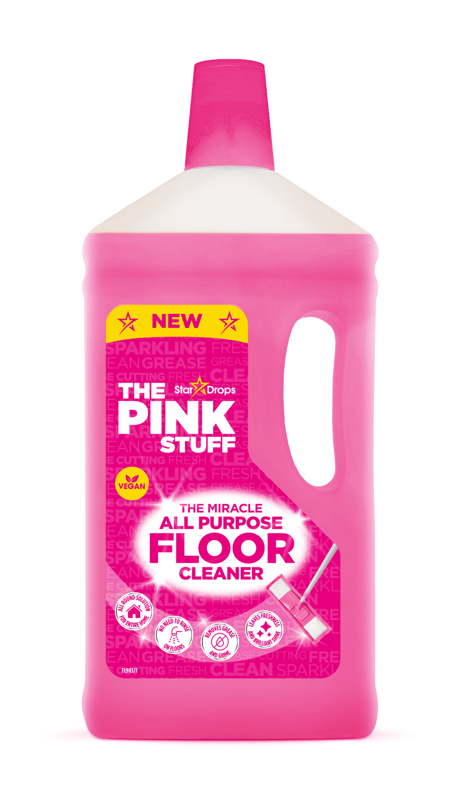 Front-facing bright pink bottle of The Pink Stuff Miracle All Purpose Floor Cleaner on white background