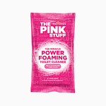 Single pink sachet of The Pink Stuff Miracle Power Foaming Toilet Cleaner showing product branding and foam graphic.