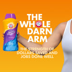 Arm & Hammer Odor Blasters bottle held by an arm against an orange background with bold text "The Whole Darn Arm"