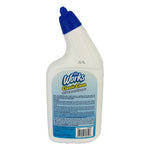 Rear view of The Works Classic Clean toilet bowl cleaner bottle showing back label text and barcode