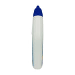 Slim side profile of The Works Classic Clean toilet bowl cleaner bottle showing the blue cap and partial side label