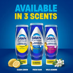 Three Dawn Platinum bottles displayed side by side with headline available in 3 scents and lemon and jasmine visuals