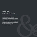 Brand panel with headline 'From Our Kitchen to Yours' and Thyme & Table brand messaging on a dark background