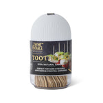 Thyme & Table labeled toothpick dispenser with white ribbed cap and visible bamboo toothpicks inside