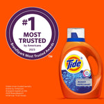 Tide bottle image next to a circular badge reading '#1 Most Trusted by Americans' on an orange background.