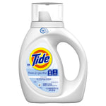 Front-facing Tide Free & Gentle white detergent bottle with clear cap, Tide logo and product information on label